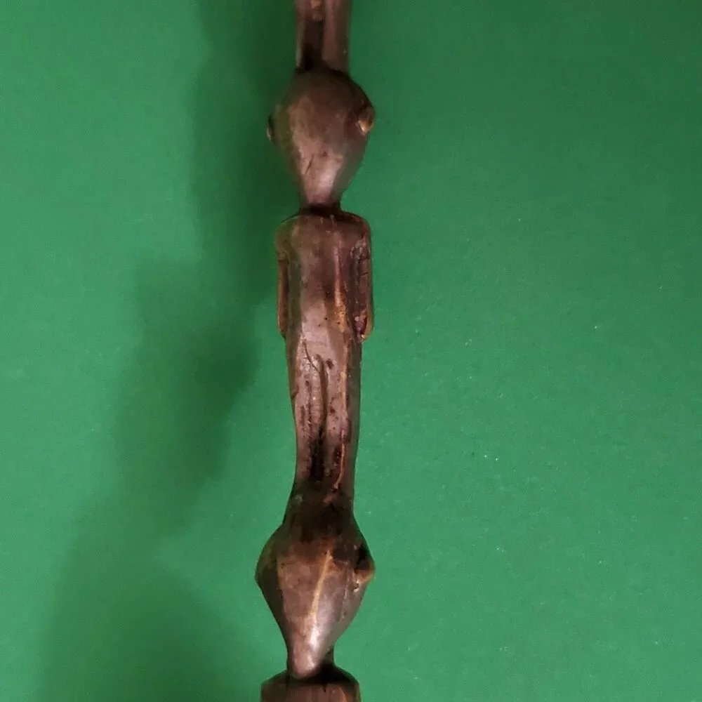Antique Wide Bowl Spoon With Three Figures, Possibly Handmade